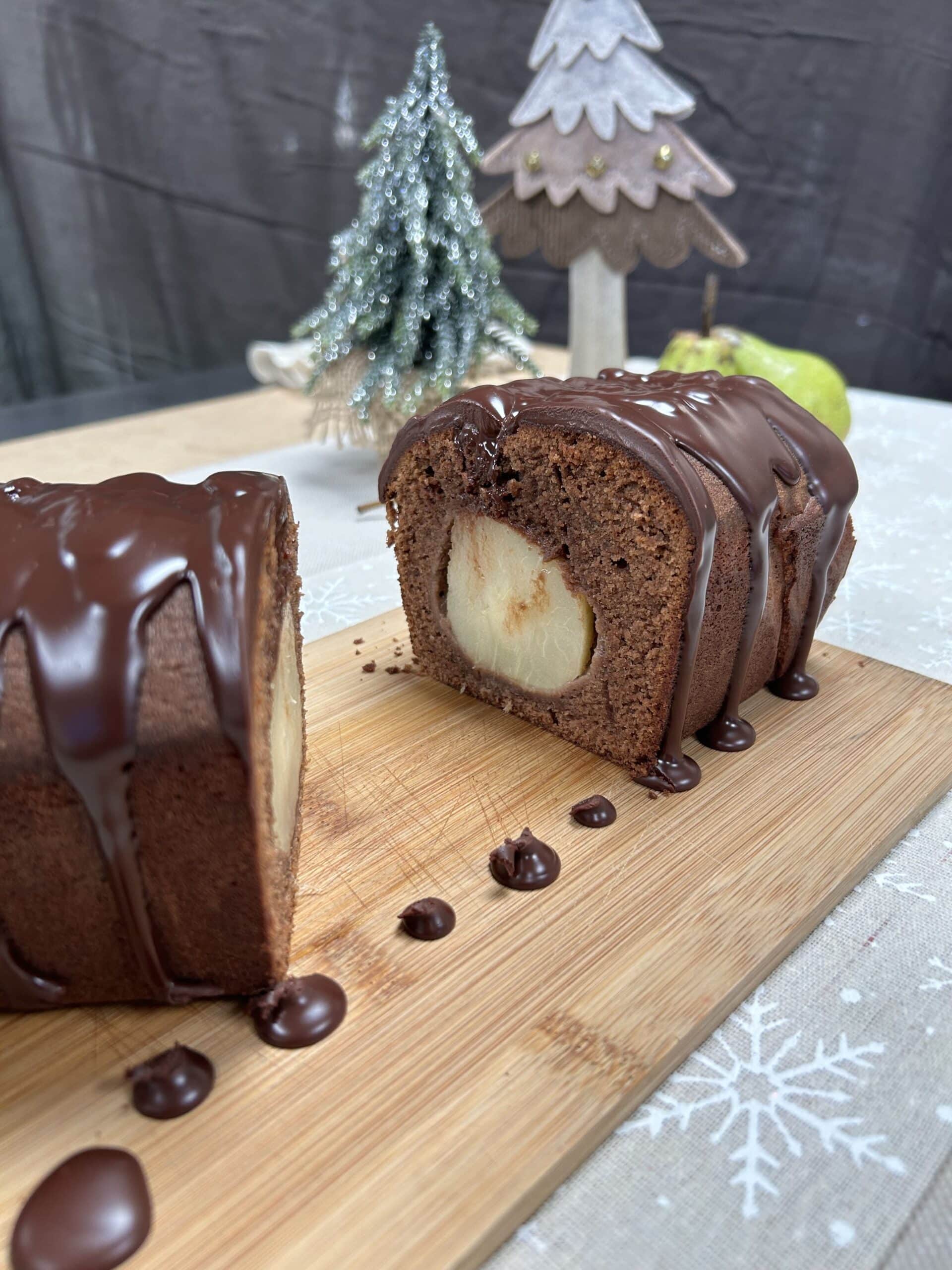 Cake poire chocolat et sa ganache chocolat